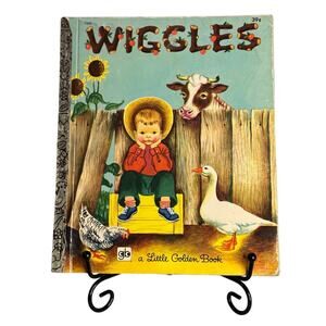 VTG 1953 1st Ed. "B" 2nd Printing "Wiggles" Little Golden Book by L. Woodcock